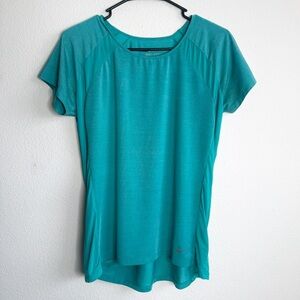 Nike dri-fit athletic teal blue tee shirt with rear pocket size medium
